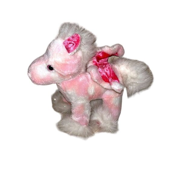 Dan Dee Pink Flying Horse Pegasus Unicorn Plush 7" Stuffed Animal With Bow - Picture 1 of 11